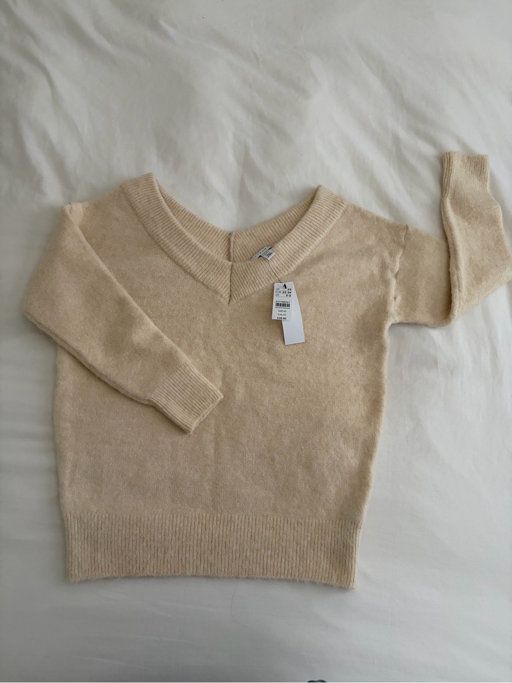 Topshop V-Neck Brushed Bardot Sweater XS NWT